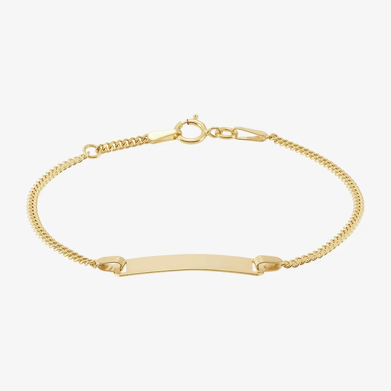 Girls 14K Gold 5 1/2 Inch Solid Curb Id Bracelet