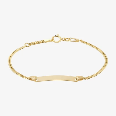 Girls 14K Gold 5 1/2 Inch Solid Curb Id Bracelet