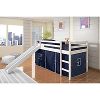 Tent Twin Low Loft Bed with Slide &