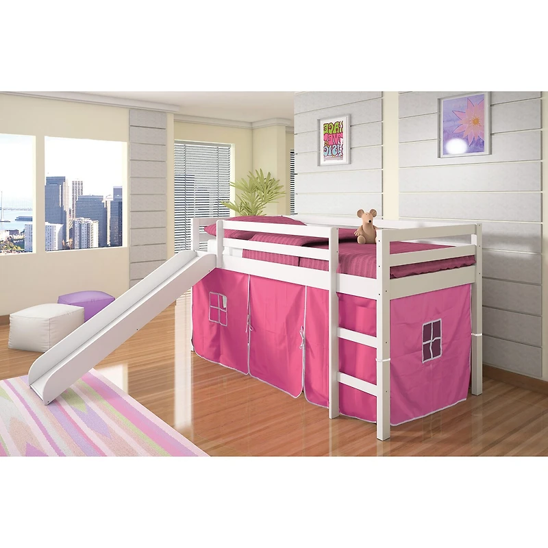 Tent Twin Low Loft Bed with Slide &