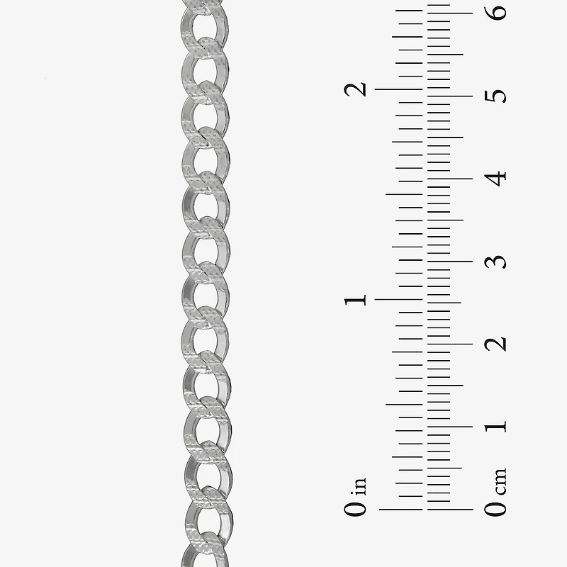 Made in Italy Mens Sterling Silver 8 1/2 Inch Solid Curb Chain Bracelet