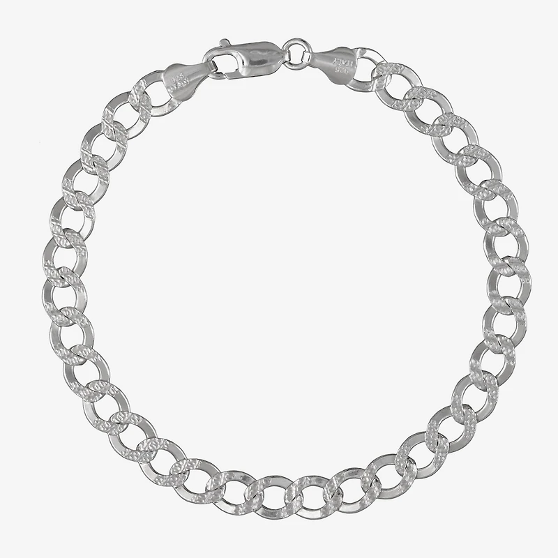 Made in Italy Mens Sterling Silver 8 1/2 Inch Solid Curb Chain Bracelet