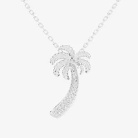 Palm Tree (G-H / Si1-Si2) Womens 1/6 CT. T.W. Lab Grown White Diamond 10K Gold 18 Inch Pendant Necklace