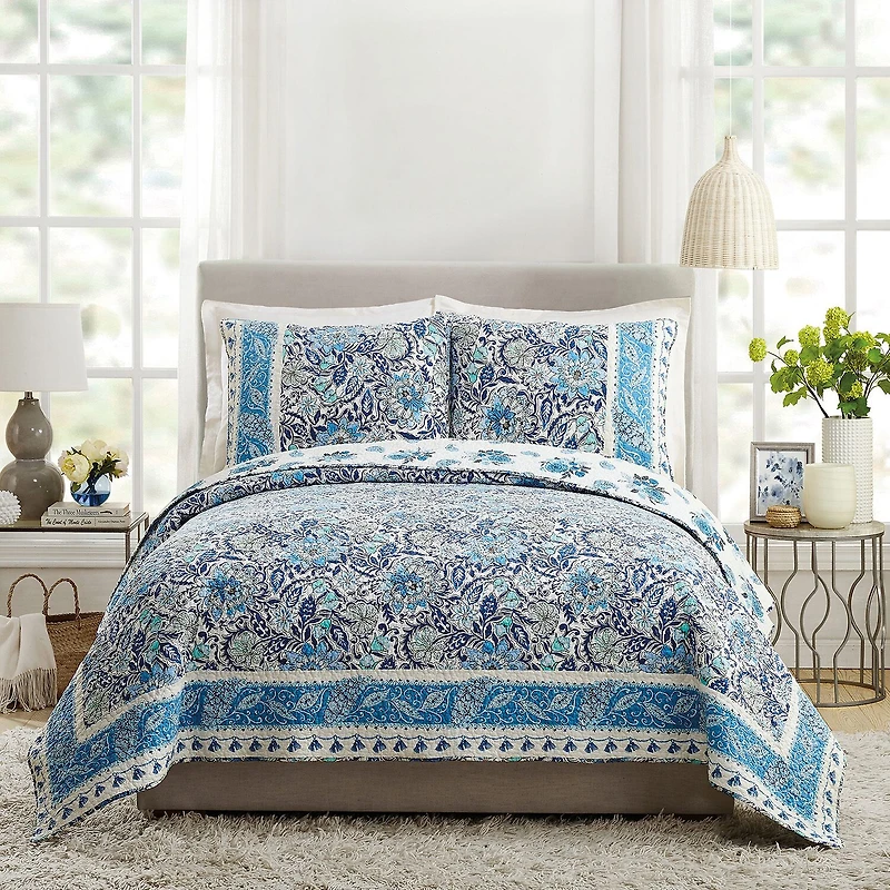 Dena Home Bisou Floral 3-pc. REVERSIBLE Quilt Set