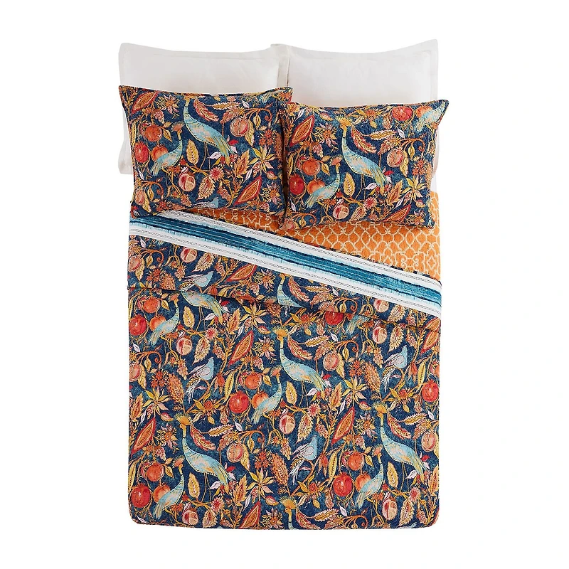 Dena Home Peacock Garden 3-pc. Reversible Quilt Set