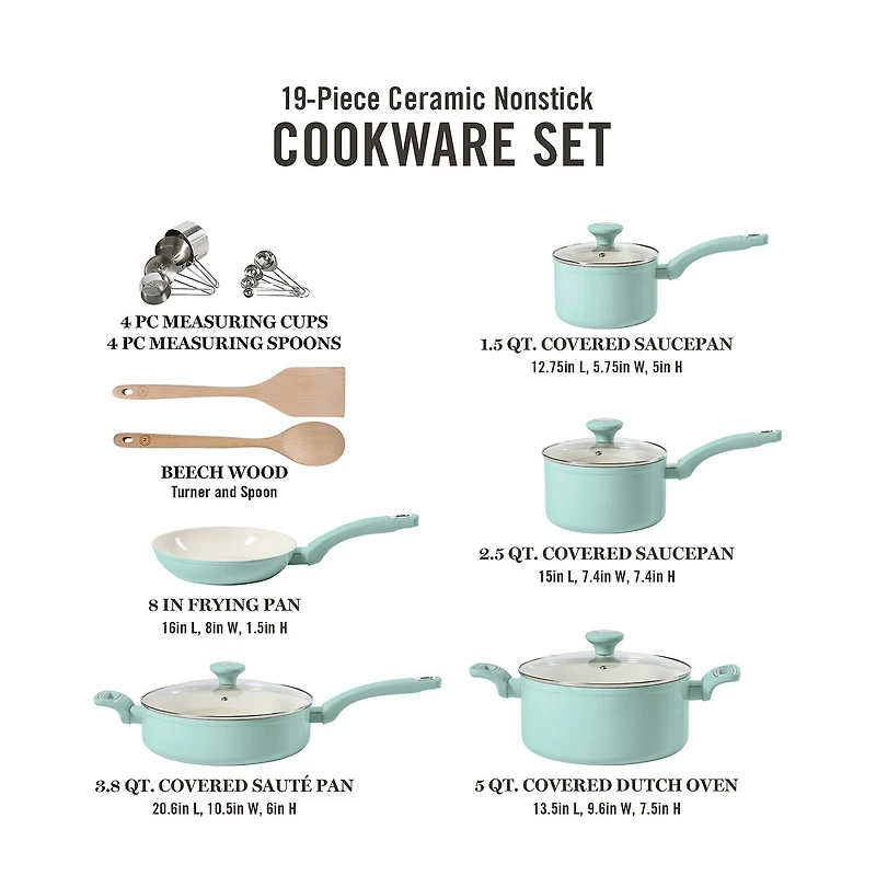 Martha Stewart Ceramic Non-Stick 19-pc. Cookware Set