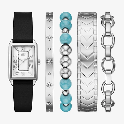 Skechers Womens Black 5-pc. Watch Boxed Set Sr9132