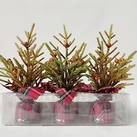 Northlight 9" Mini Glittered Pine With Berries Artificial Pine Christmas Tree