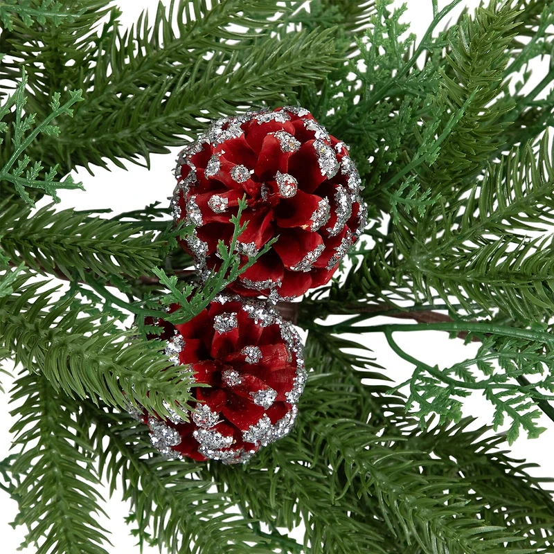 Northlight 7ft Wind River Fir With Glittered Pinecones Artificial Christmas Indoor Garland