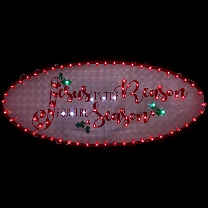 43'' LED Lighted Holographic Jesus is the Reason Outdoor Christmas Sign