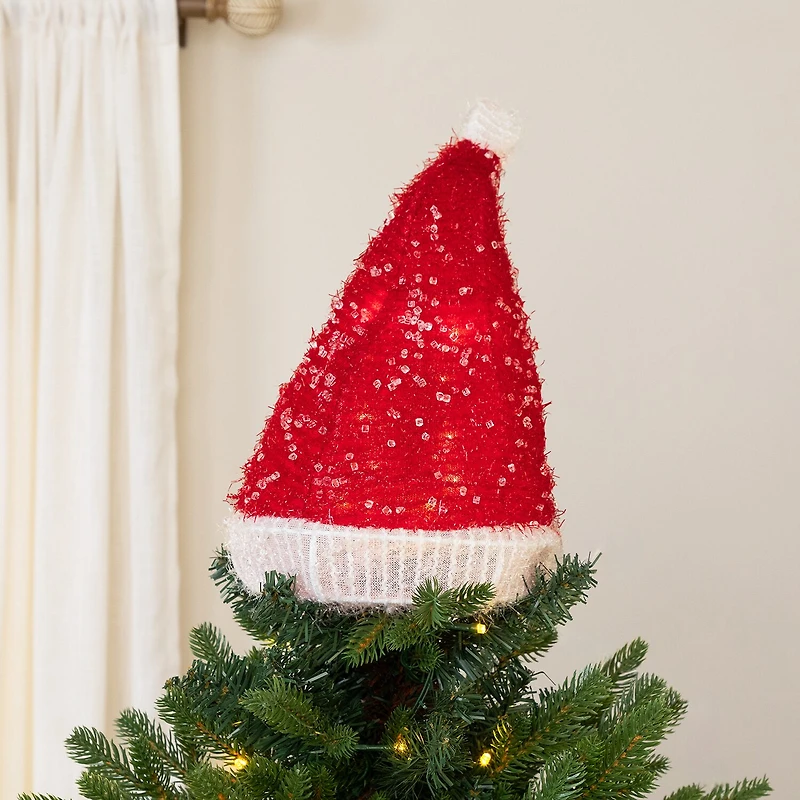12.25'' Lighted Santa Hat Christmas Tree Topper Clear Lights