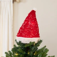 12.25'' Lighted Santa Hat Christmas Tree Topper  Clear Lights