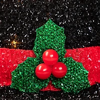 9.25'' Lighted Black Tinsel Top Hat Christmas Tree Topper  Clear Lights