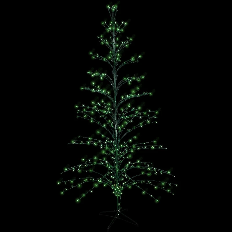 9' Black Pre-Lit Artificial Cascade Twig Christmas Tree - Green Lights