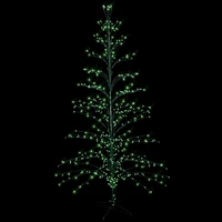 9' Black Pre-Lit Artificial Cascade Twig Christmas Tree - Green Lights