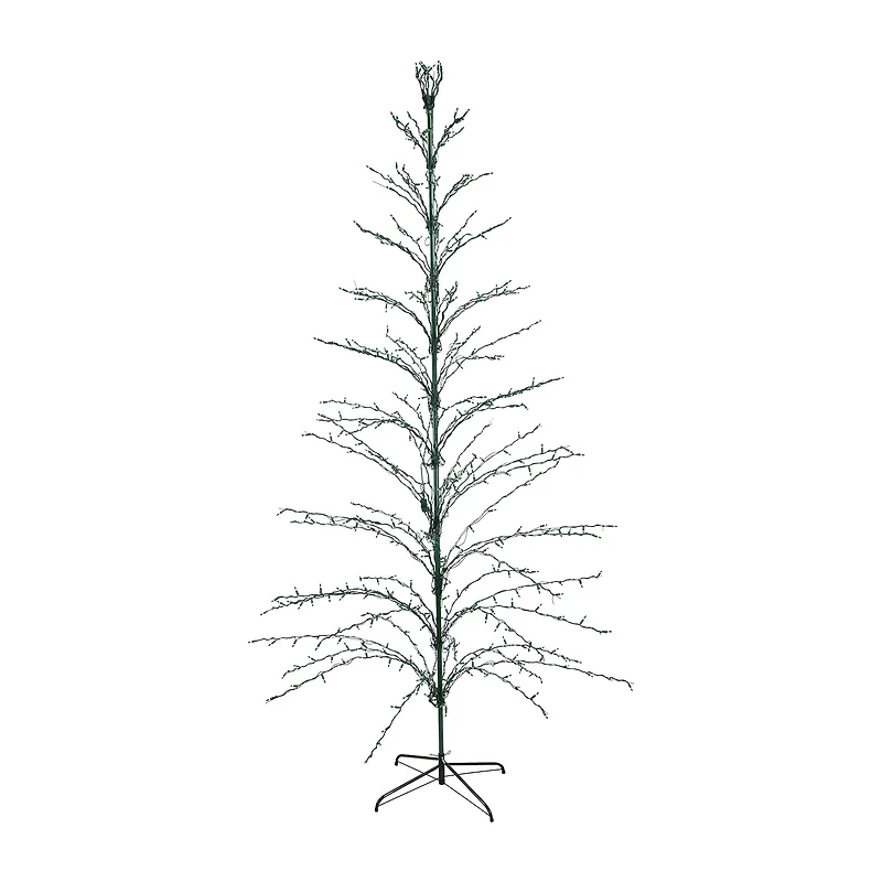 9' Black Pre-Lit Artificial Cascade Twig Christmas Tree - Green Lights