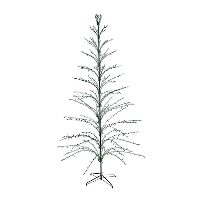9' Black Pre-Lit Artificial Cascade Twig Christmas Tree - Green Lights