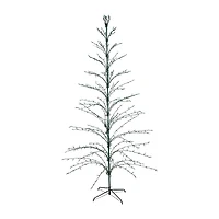 9' Black Pre-Lit Artificial Cascade Twig Christmas Tree - Green Lights