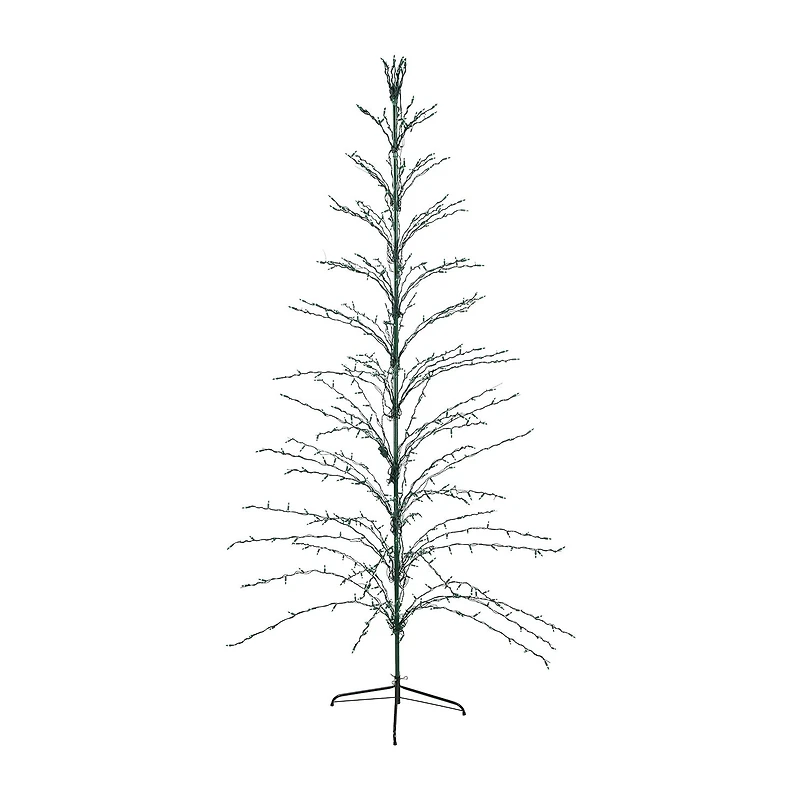 9' Black Pre-Lit Artificial Cascade Twig Christmas Tree - Green Lights