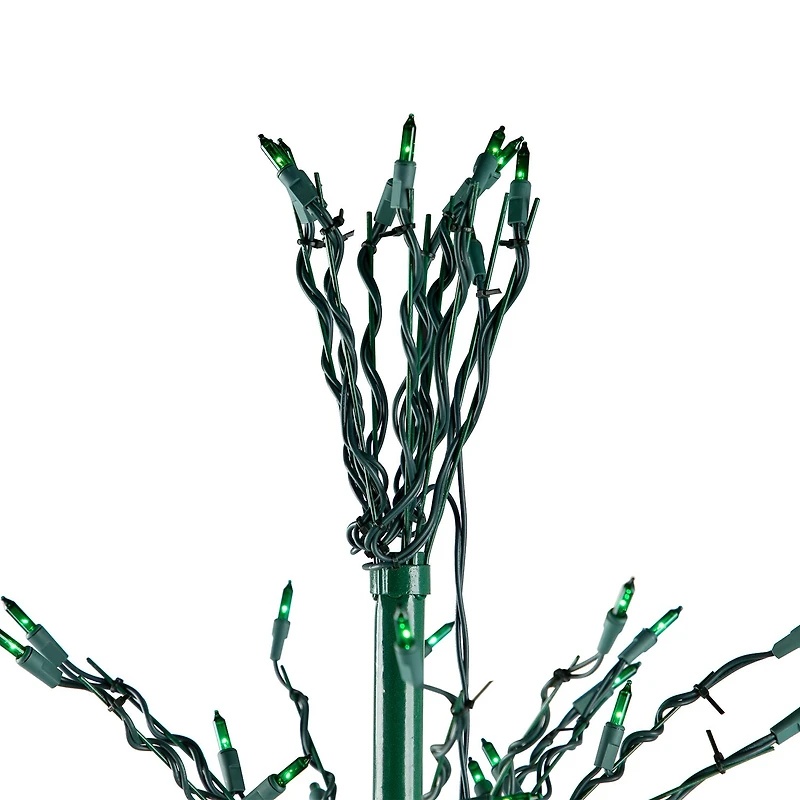 9' Black Pre-Lit Artificial Cascade Twig Christmas Tree - Green Lights