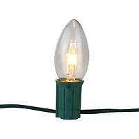 Set of 15 Clear Lighted C9 Shape Christmas Pathway Markers  Green Wire