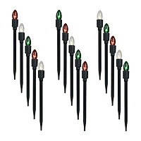 Set of 15 Lighted Red  Clear and Green C9 Christmas Pathway Marker Decor