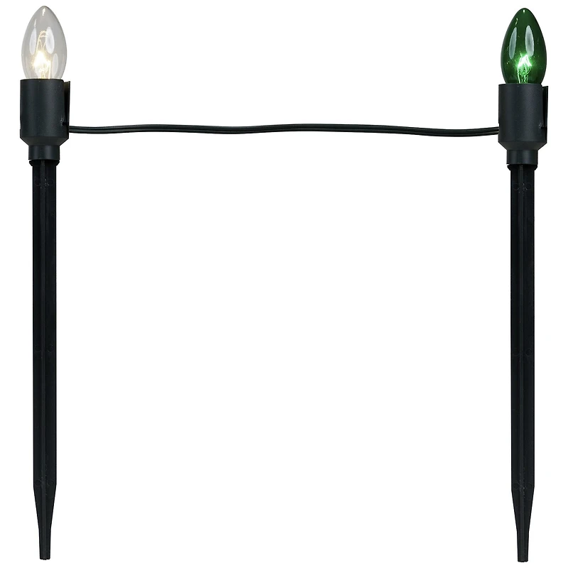 Set of 15 Lighted Red Clear and Green C9 Christmas Pathway Marker Decor