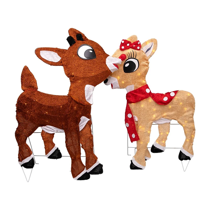 Set of 2 Lighted Rudolph and Clarice Outdoor Christmas Decorations  32"
