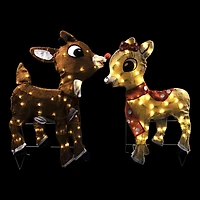 Set of 2 Lighted Rudolph and Clarice Outdoor Christmas Decorations  32"