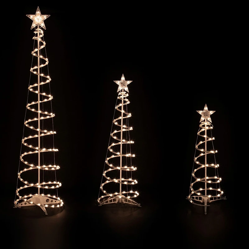 Set of 3 Clear Lighted Spiral Christmas Trees - 3' 4' and 6'
