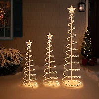 Set of 3 Clear Lighted Spiral Christmas Trees - 3'  4'  and 6'