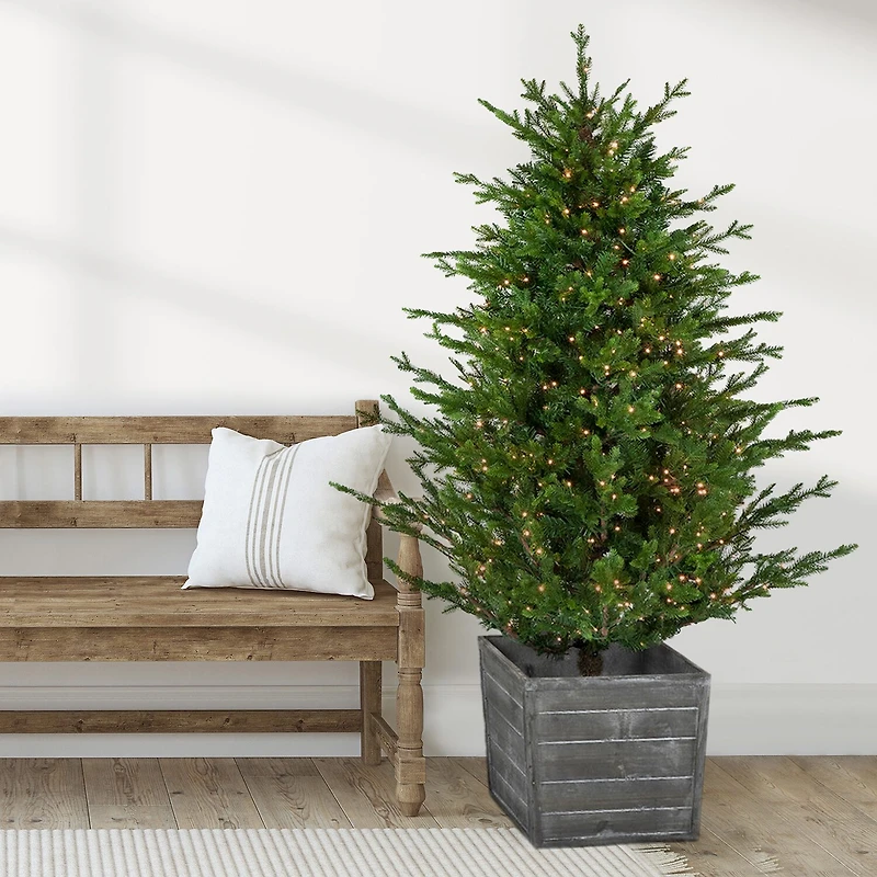 6' Pre-Lit Potted Deluxe Russian Pine Artificial Christmas Tree  Warm White LED Lights