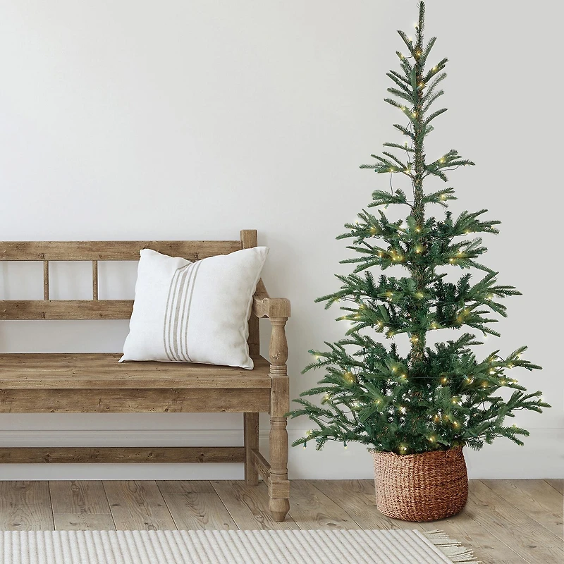 6.5' Pre-Lit Nordmann Fir Artificial Christmas Tree Warm Clear LED Lights