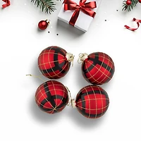 Northlight Plaid Glass Ball 4-pc. Christmas Ornament