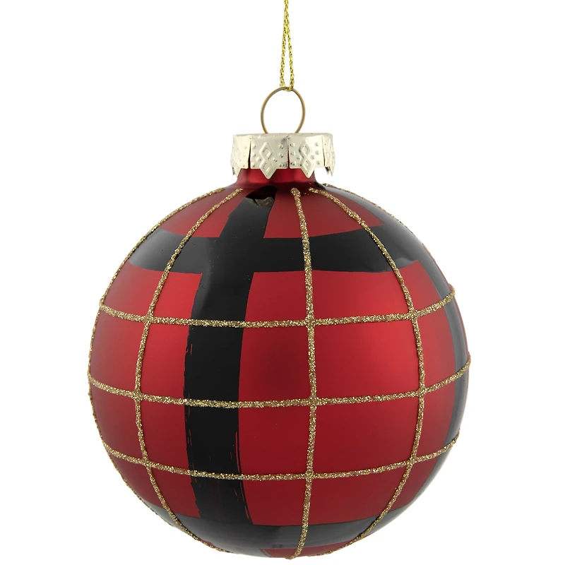 Northlight Plaid Glass Ball 4-pc. Christmas Ornament