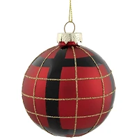 Northlight Plaid Glass Ball 4-pc. Christmas Ornament