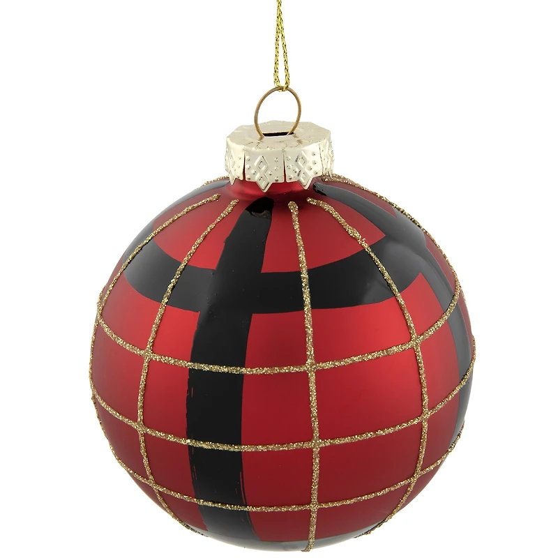 Northlight Plaid Glass Ball 4-pc. Christmas Ornament