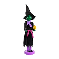14'' Black and Green Witch Jack-O-Lantern Halloween Nutcracker with Broom