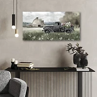 Courtside Market Farm Blue Truck 12x24 Canvas Art