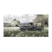 Courtside Market Farm Blue Truck 12x24 Canvas Art