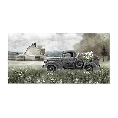 Courtside Market Farm Blue Truck 24x48 Canvas Art