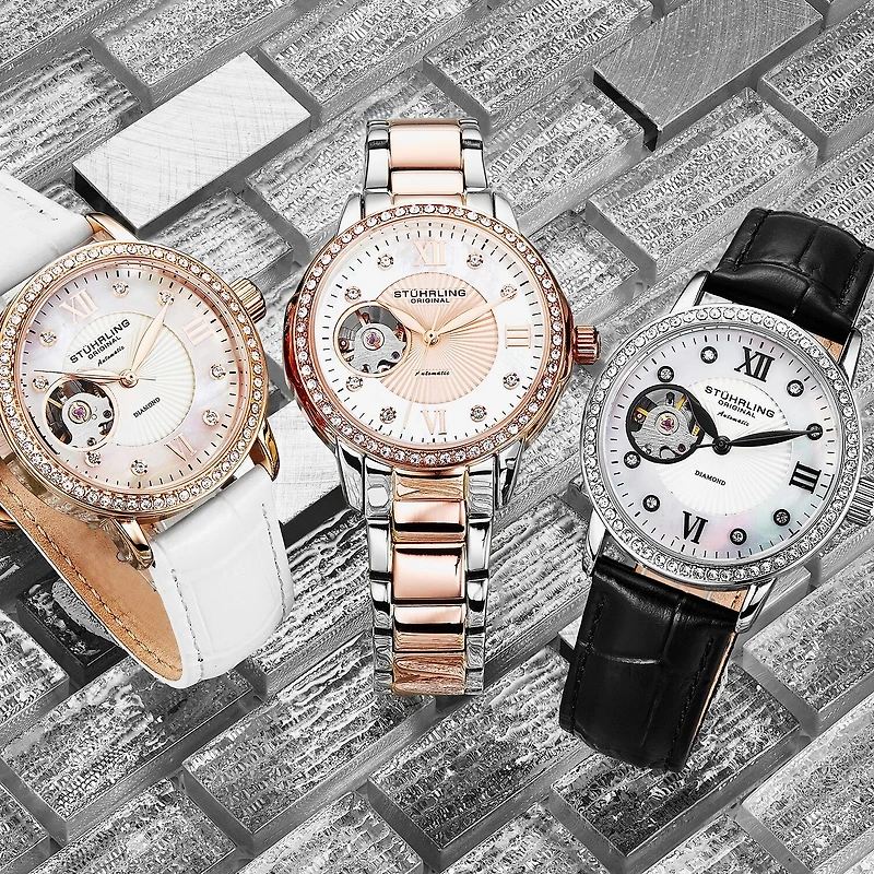 Stuhrling Womens Automatic Leather Strap Watch 3952