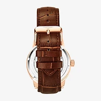 Stuhrling Mens Automatic Brown Leather Strap Watch 3917 3