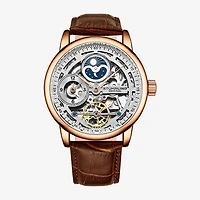 Stuhrling Mens Automatic Brown Leather Strap Watch 3917 3