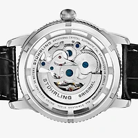 Stuhrling Mens Automatic Black Leather Strap Watch 3933