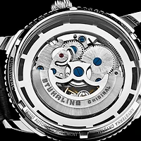 Stuhrling Mens Automatic Black Leather Strap Watch 3933
