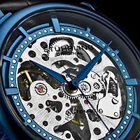 Stuhrling Mens Automatic Black Leather Strap Watch 3933