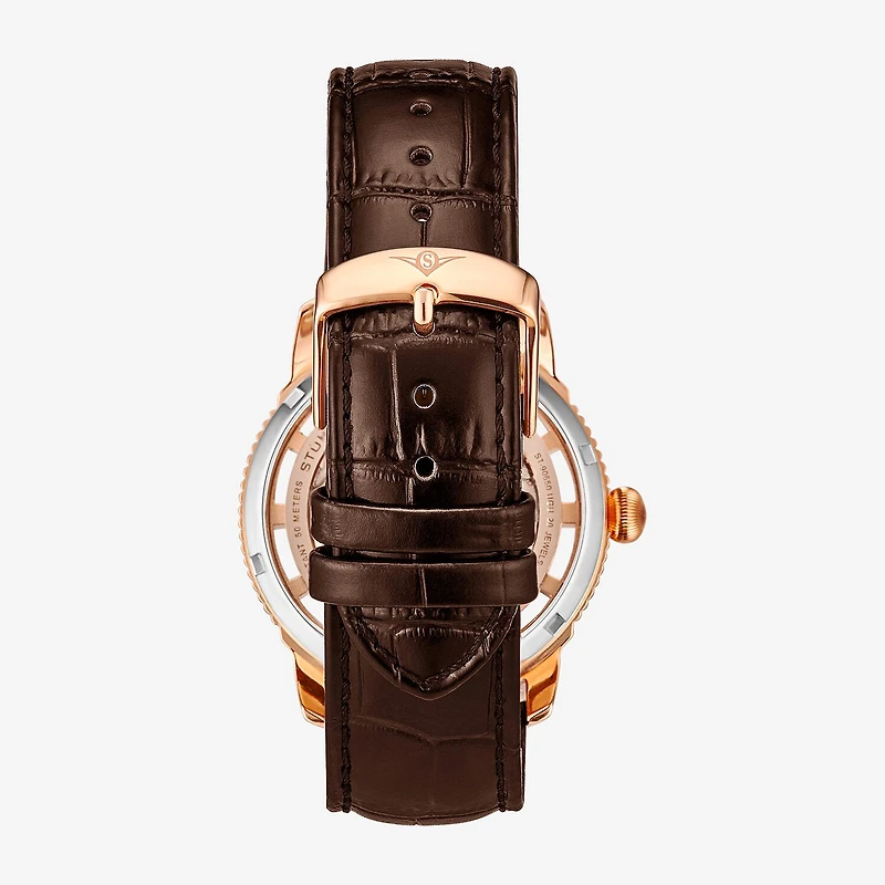 Stuhrling Mens Automatic Brown Leather Strap Watch 3933 4