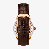 Stuhrling Mens Automatic Brown Leather Strap Watch 3933 4