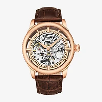 Stuhrling Mens Automatic Brown Leather Strap Watch 3933 4